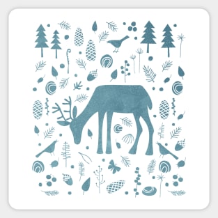 Deer and Forest Things Sticker